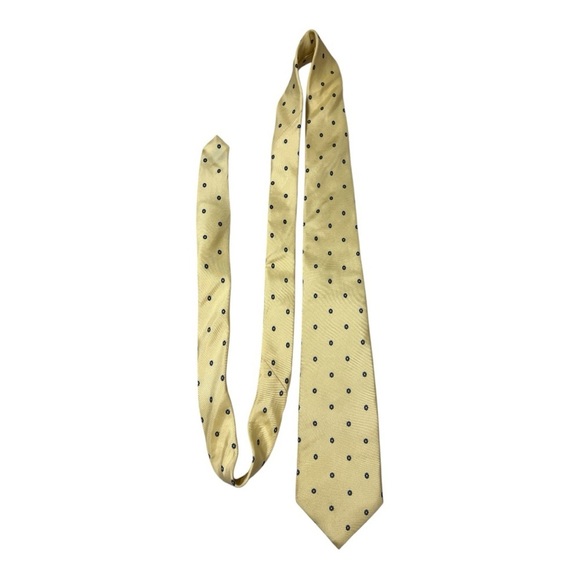 Vintage Christian Dior 100% Silk Neck Tie 58" Formal Butter Yellow Medallion AG1 - Picture 2 of 4